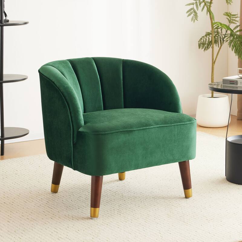 Mokena Modern Upholstery Club Chair by Christopher Knight Home - Emerald-Velvet