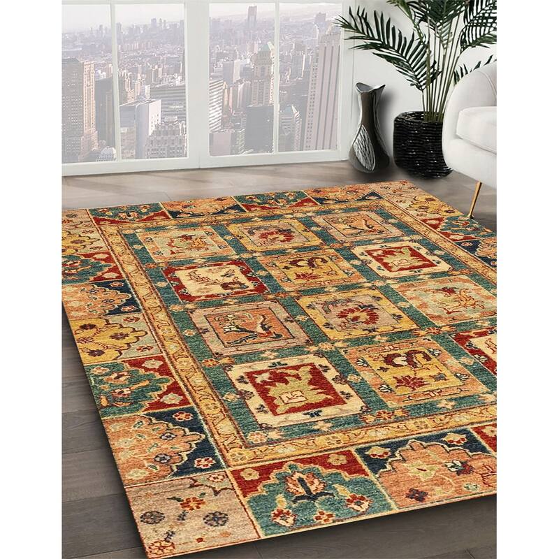 Ahgly Company Machine Washable Abstract Gold Area Rugs Bed Bath