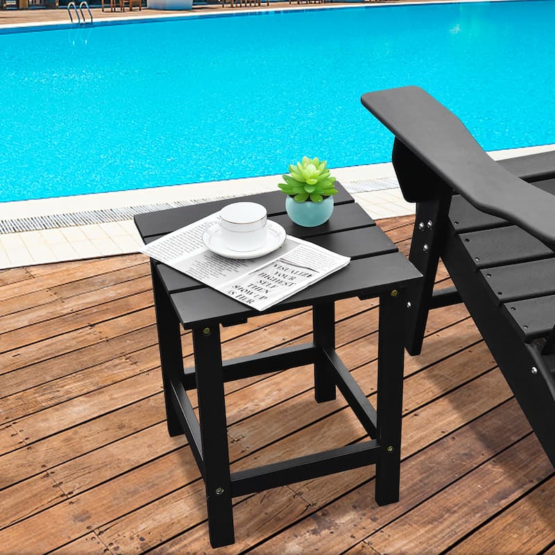 Costway Patio 15" End Side Coffee Table Square Wooden Slat Garden Deck - See details