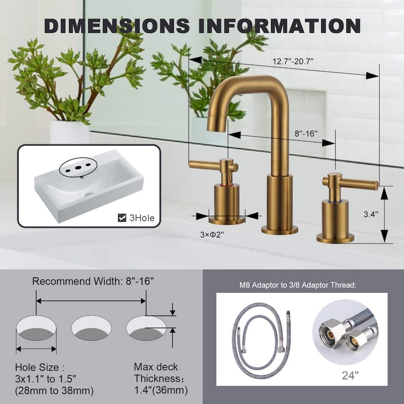 WOWOW 8 in. Widespread Double Handle Bathroom Faucet