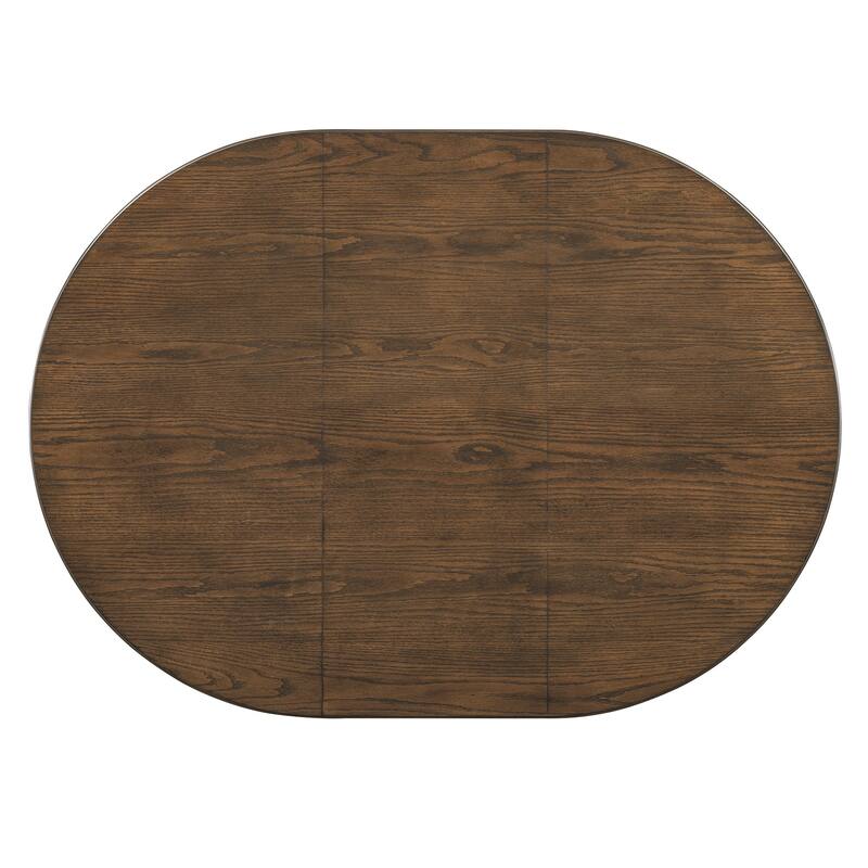 5-Piece Retro Dining Table Set, Extendable Round Table with Removable Leaf