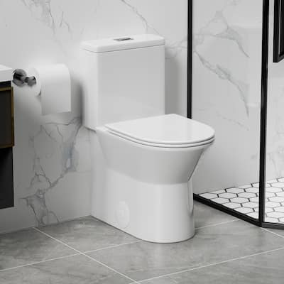 1.1/1.6 GPF Tornado Flush One-Piece Toilet with Comfort Chair Seat ADA Height 17",Siphonic S-trap 12",Rimless Bowl