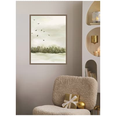 Kate and Laurel Sylvie Framed Canvas Winter Landscape 1 Vertical by Annie Quigley