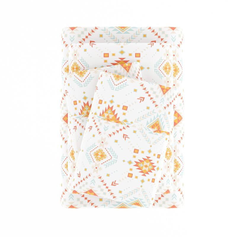 Becky Cameron Aztec Dreams Pattern 4 Piece Deep Pocket Bed Sheet Set