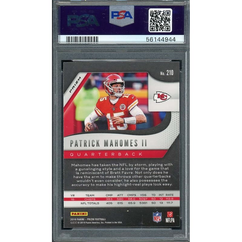 Patrick Mahomes 2019 Panini Prizm Red Ice Football Card #210 Graded PSA 9 - 8'6" x 11'6"