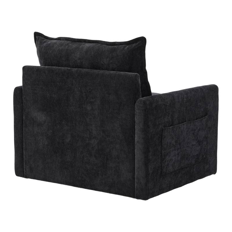 GALDWIN Chenille Upholstered 360°Degree Swivel Mid Century Modern Arm Chair for Living Room