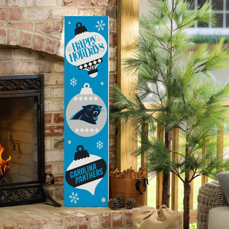 47" Double Sided Seasonal Porch Leaner, Carolina Panthers - 47" x 11.25" - Christmas