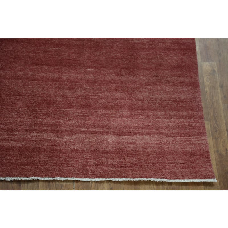 Hand Knotted Oriental 100% Wool Carpet Modern Solid Purples Gabbeh Area Rug - 12' 2'' X 8' 11''