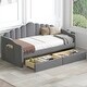 preview thumbnail 1 of 37, Velvet Twin Daybed with Storage Drawers and USB Ports, Upholstered Sofa Bed Grey - Twin