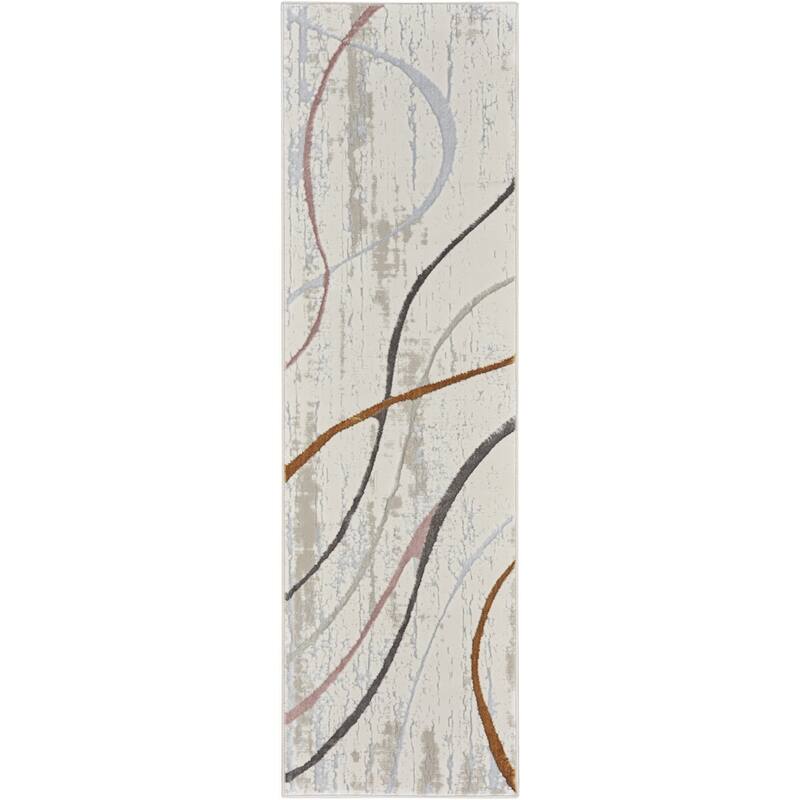Fafex Power Loomed Abstract Modern Non Skid Stain Resistant Area Rug By HomeRoots - 90' X '27' X '0.39