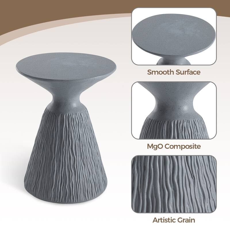 COSIEST Outdoor Patio Round Pedestal End Table, Side Table
