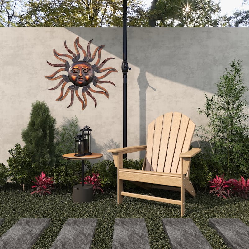 Brass Metal Sun Home Wall Decor with Distressed Copper Like Finish