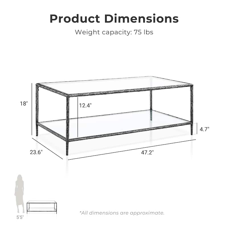 247 Shop At Home Lalia Modern Hammered Metal 1-Shelf Coffee Table