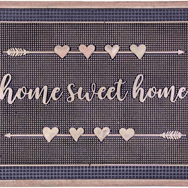 Fab Habitat - Home Sweet Home Gold Painted Doormat 18 x 30 Rubber, Durable