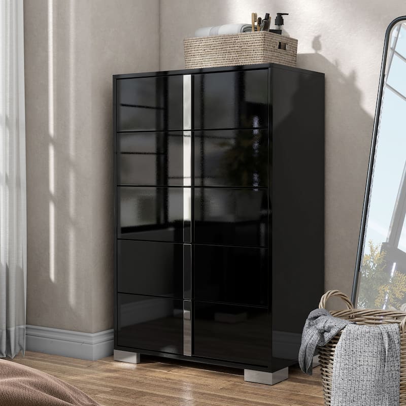 Furniture of America Erina Modern Glossy 5-Drawer Chest