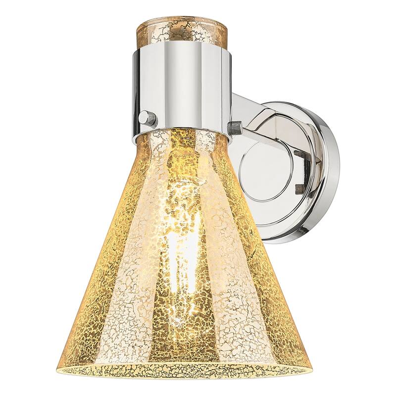 Innovations Lighting 464-1W-G464C-7ME Lawton Cone 9" Tall Bathroom - Polished Nickel