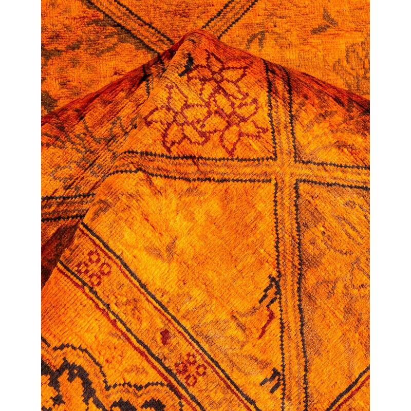 Overton Hand Knotted Wool Vintage Inspired Modern Contemporary Overdyed Orange Runner Rug - 2' 8" x 8' 3"