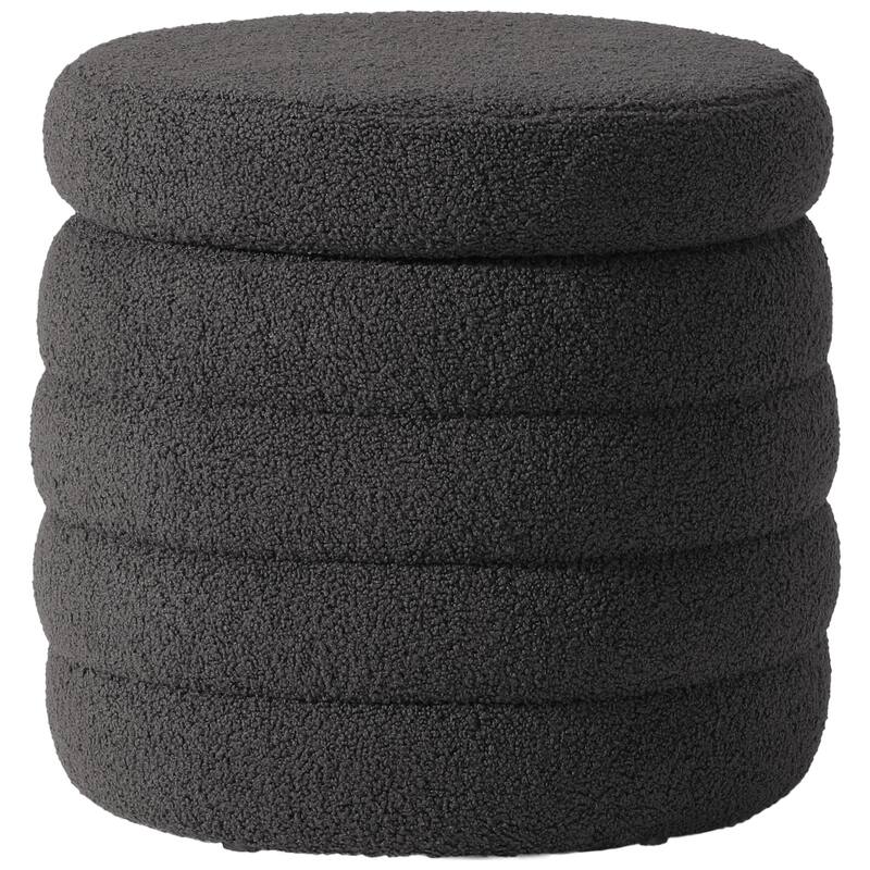 Bayville Sherpa Swivel Chair With Round Storage Ottoman 2-Piece Set