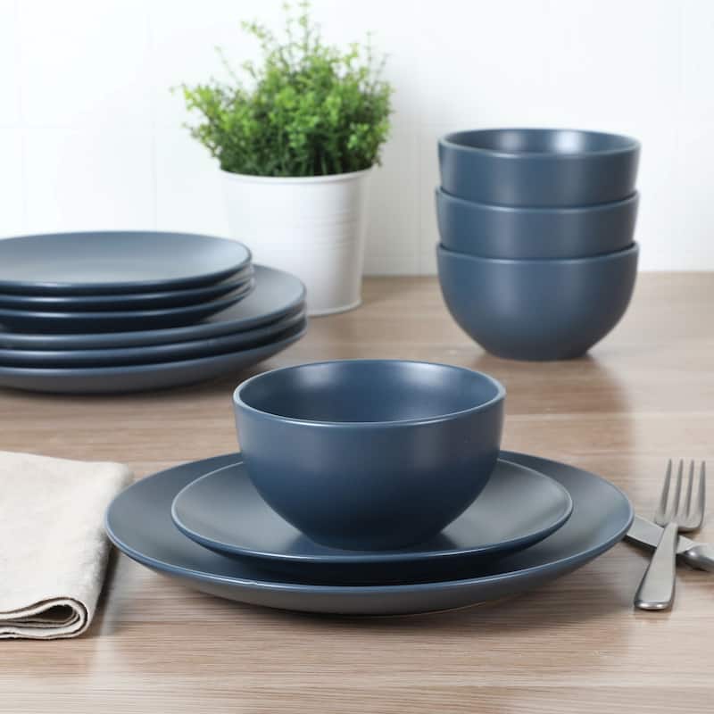 Gibson Home Queenslane 12 Piece Stoneware Matte Dinnerware Set