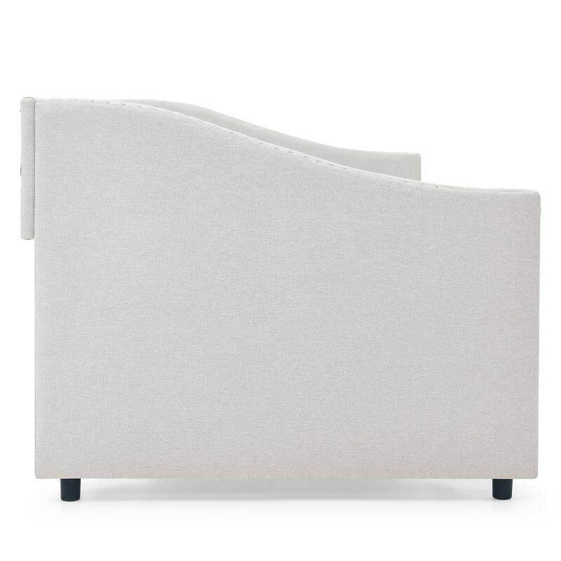 Full Size Upholstered Daybed with 2 Drawers