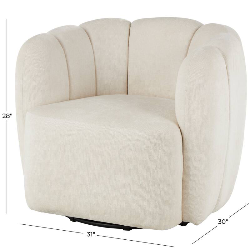 Cream Polyester Arched Swivel Living Room Accent Chair