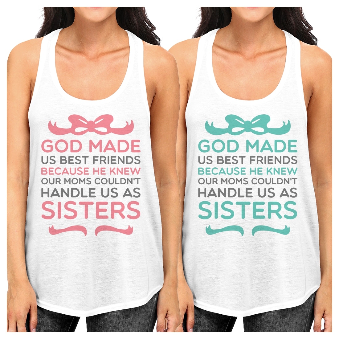 God Made Us Best Friend Gift Shirts Womens White Cute Workout Tanks
