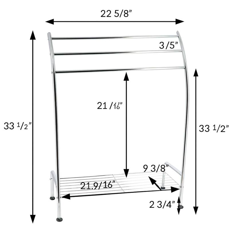 Freestanding Curved 3 Towels Stand with Shelf Chromed Metal - 22 5/8 L x 9.80 W x33.50 H