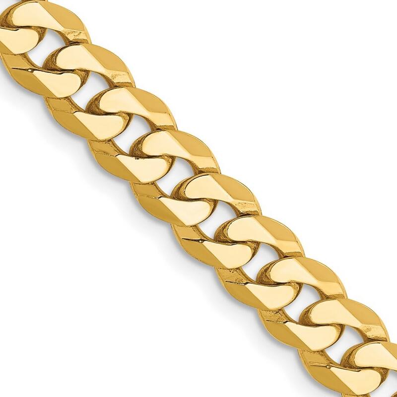 Curata 14k Yellow Gold 6.1mm Solid Polished Flat Curb Chain Anklet 9 Inch