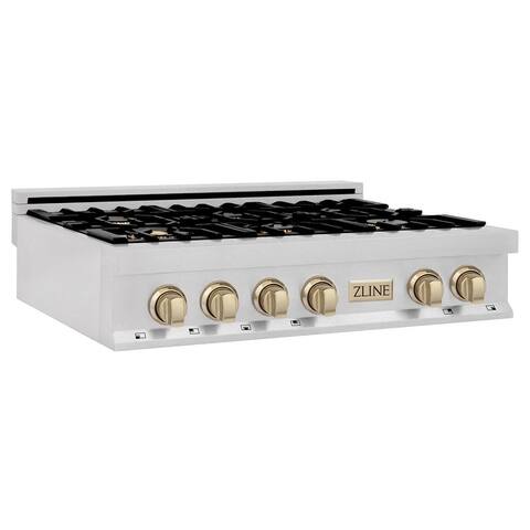 ZLINE Autograph Edition 36" Porcelain Rangetop with Gold Accents