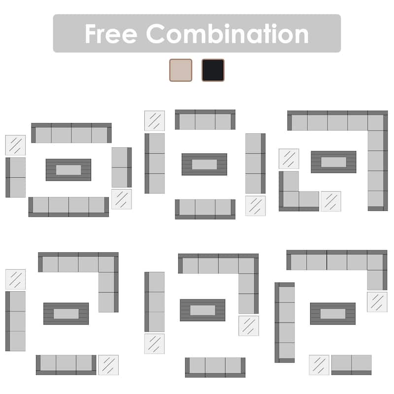 12 - Person Outdoor Sectional Seating Group with Fire Pit