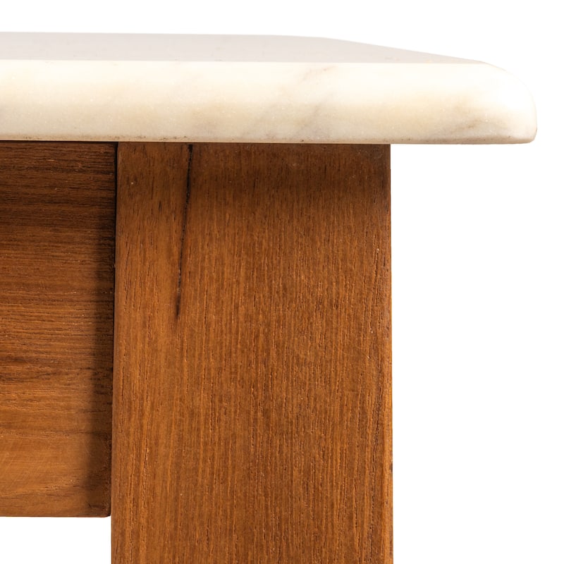 Teak and Marble Dining Table