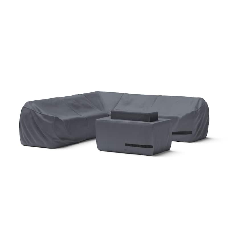 Milo 6 Piece Polyester Outdoor Patio Fire Sectional Deluxe Furniture Covers - Grey
