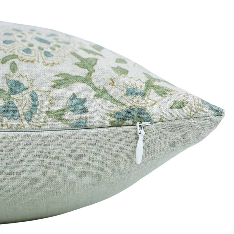 Fabdivine Floral Gift, Living Room Aqua Linen Pillow Cover, Pushplata