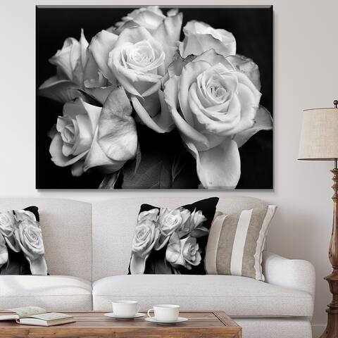 Bunch of Roses Black and White - Floral Canvas Art Print
