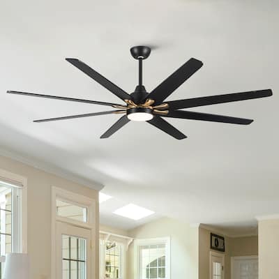 YUHAO 72 Inch Windmill Antique Black Industrial Wooden Large Ceiling Fans With LED Lights and Remote Control