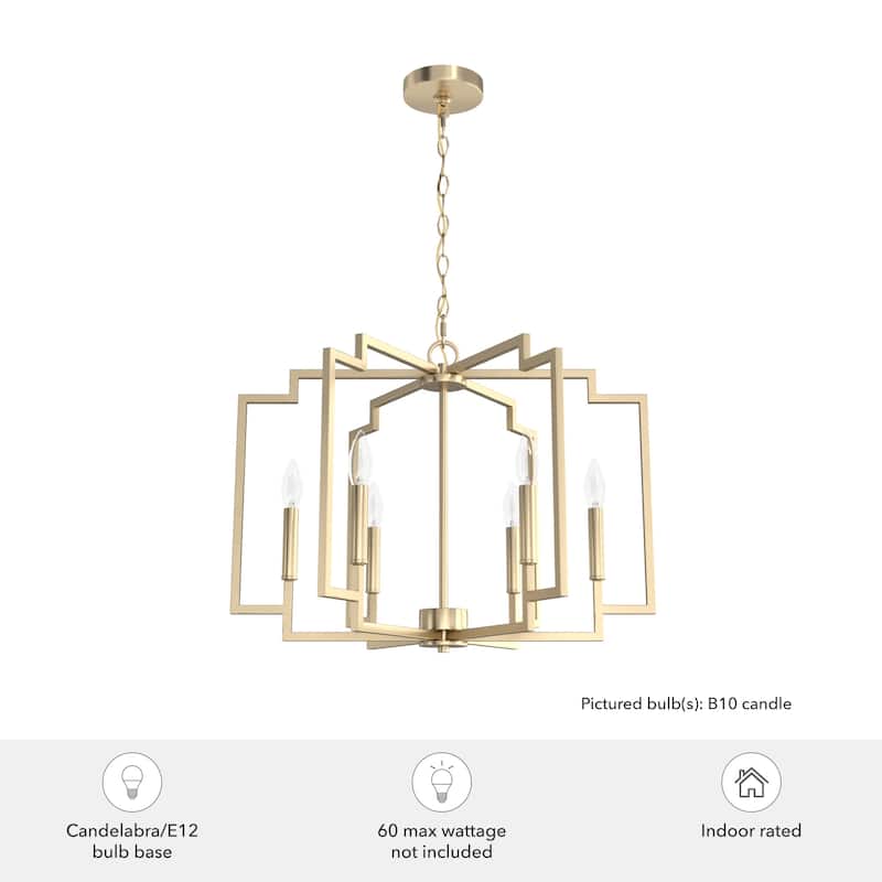Hunter Zoanne 6-Light Modern Geometric Chandelier - Entry, Dining Room - Contemporary, Transitional