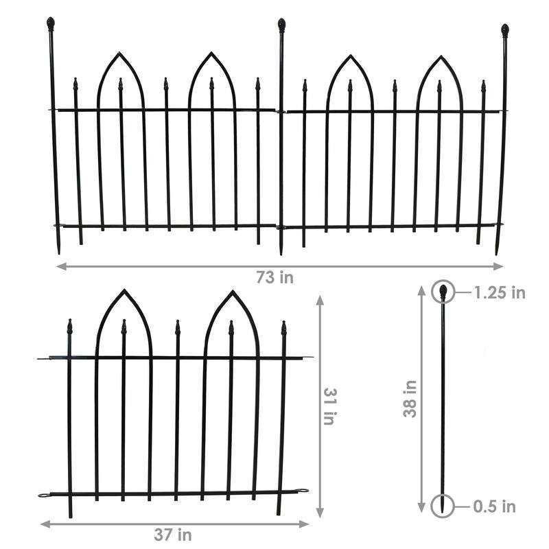 Sunnydaze Gothic Arch Garden Border Fence - 2-Piece
