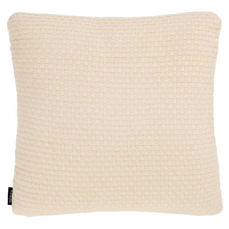 SAFAVIEH Home Jolie 18-inch Square Natural Cotton Decorative Pillow