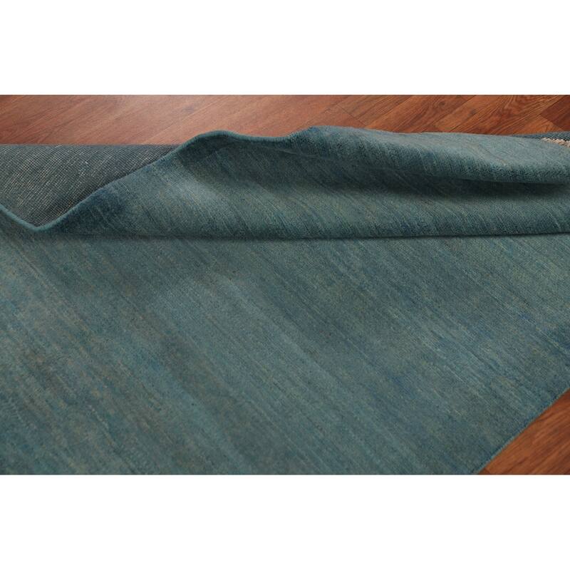 Striped Blue Gabbeh Oriental Rug Hand-Knotted Wool Carpet - 3'8" x 5'1"