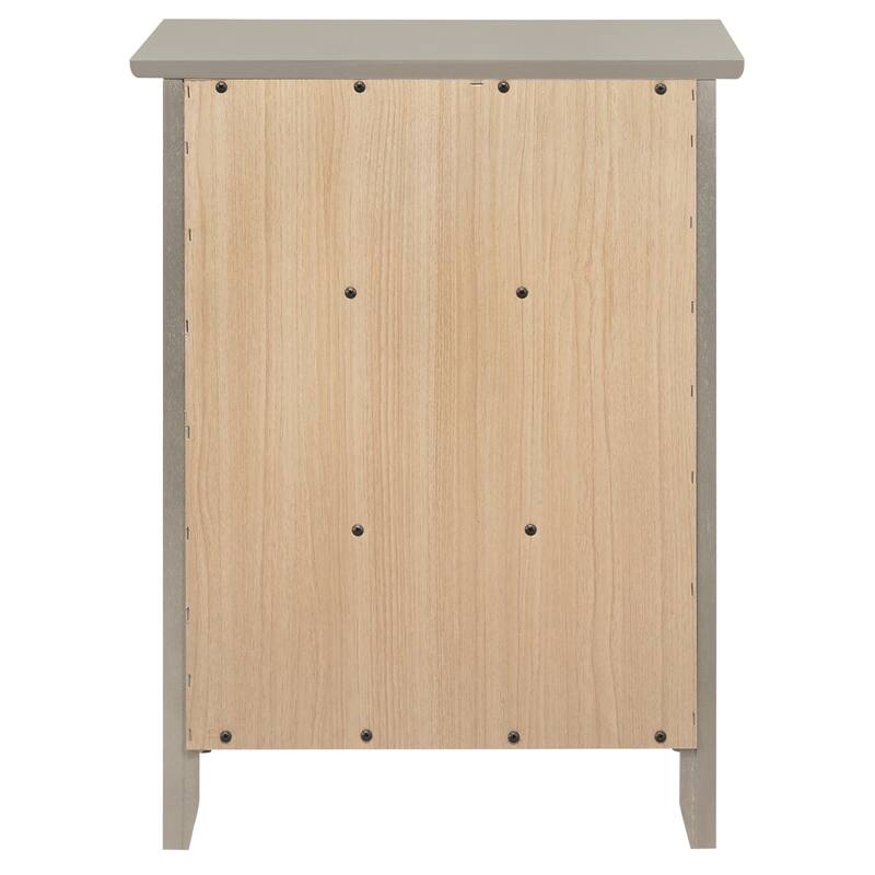 3 Drawer Silver Champagne Nightstand, 25 Inch Modern Minimalist Bedside Table with Real Wood Veneers