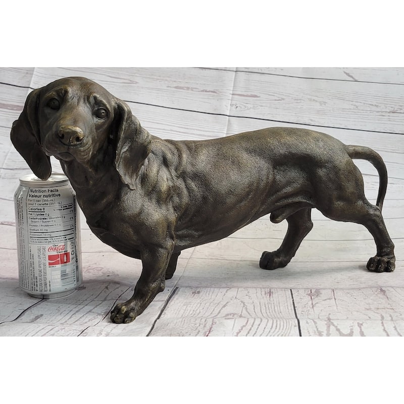 Dachshund Weiner Dog Bronze Metal Figure Figurine Sculpture Statue Decor Original Art 9 Inches X 17 Inches