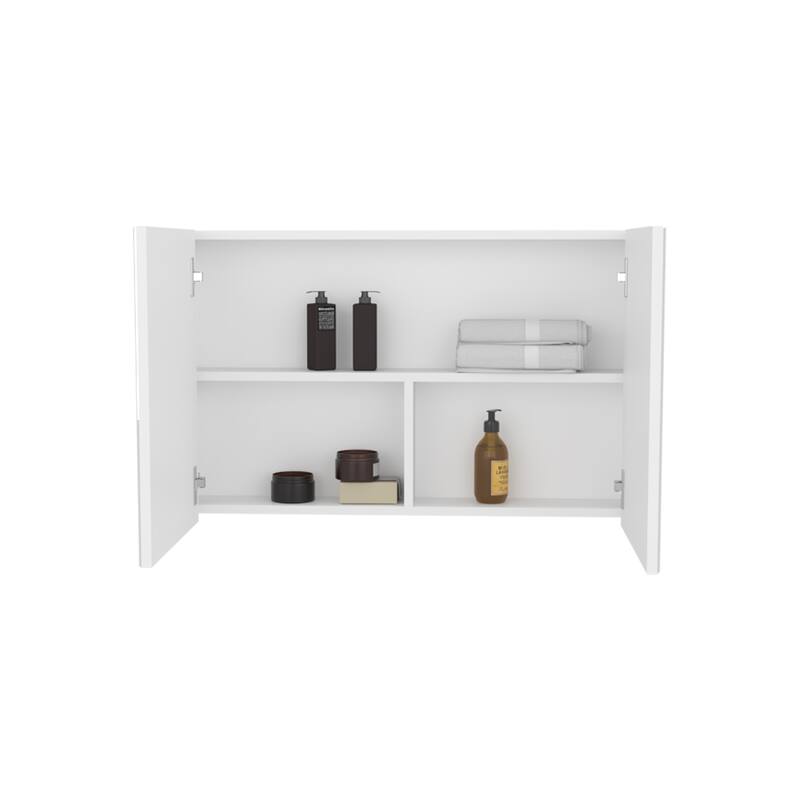 Bouti 31.5" Double Door Mirror Medicine Cabinet with 3 Shelves for Bathroom or Kitchen Storage
