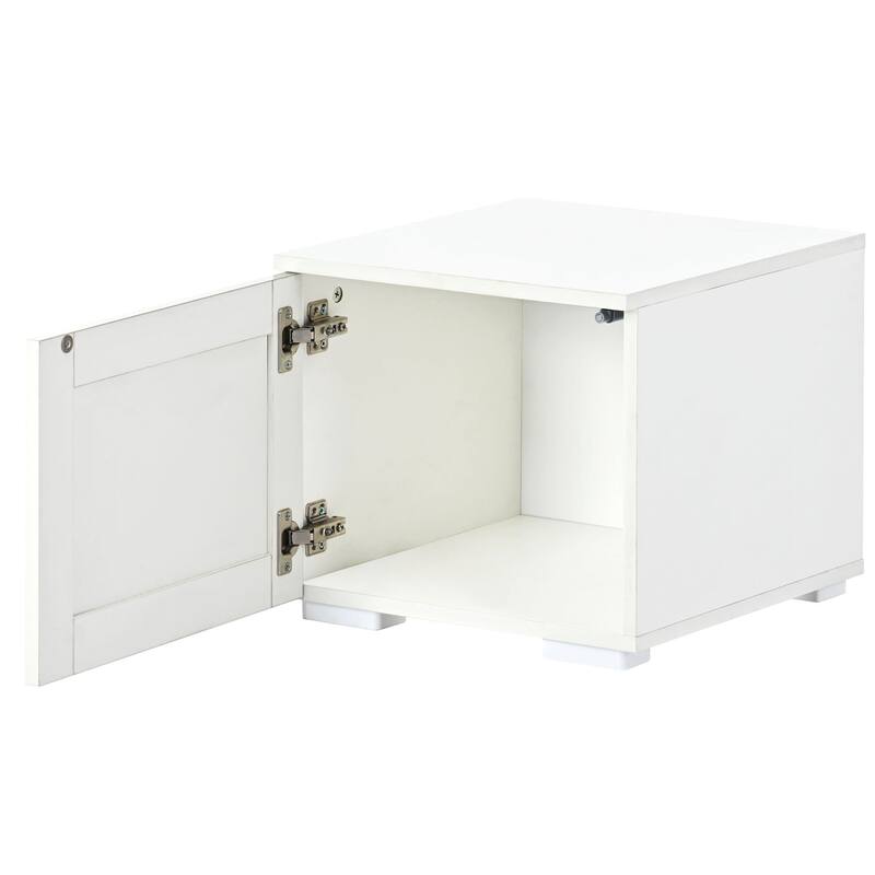 3-Piece Extended TV Stand with Color-Changing LED Lights - Rattan Style, Push-to-Open Doors, 82" Entertainment Center