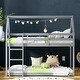 preview thumbnail 1 of 10, Artsy Twin over Twin Rubber Wood Floor Bunk Bed with ladder and Guardrails Grey