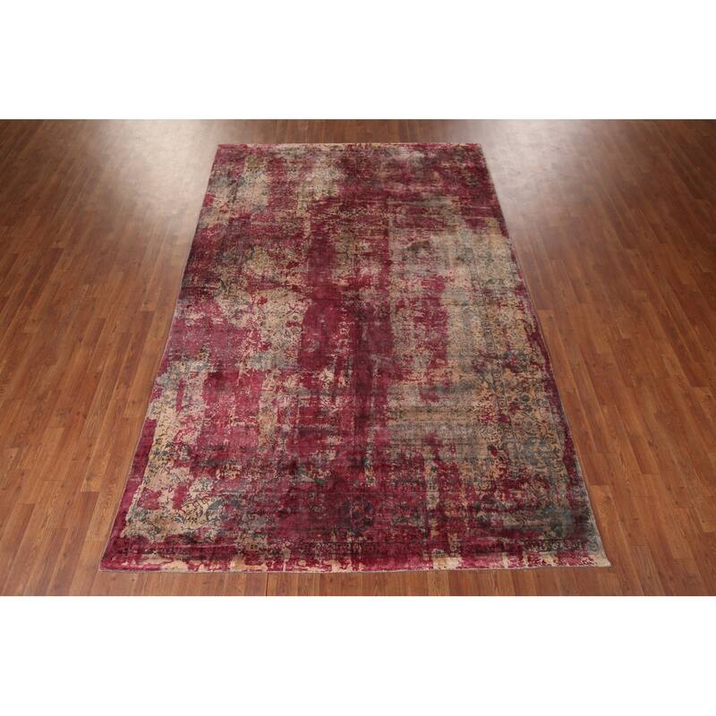 Contemporary Abstract Indian Area Rug Handmade Wool Carpet - 6'6"x 9'9"