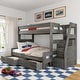 preview thumbnail 1 of 14, Max and Lily Modern Farmhouse Twin Over Full Bunk Bed With Staircase and Storage Drawers Driftwood