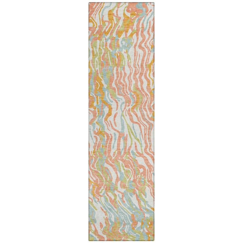 Machine Washable Indoor/ Outdoor Abstract Flow Chantille Rug