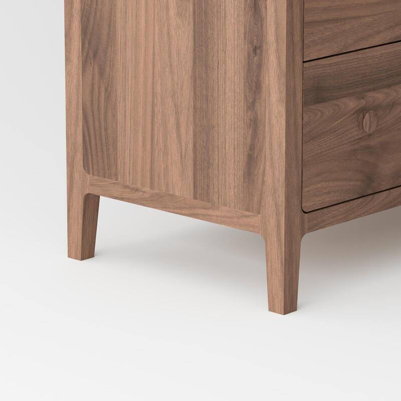 Isabella Mid Century 6 Drawer Dresser - Solid American Black Walnut