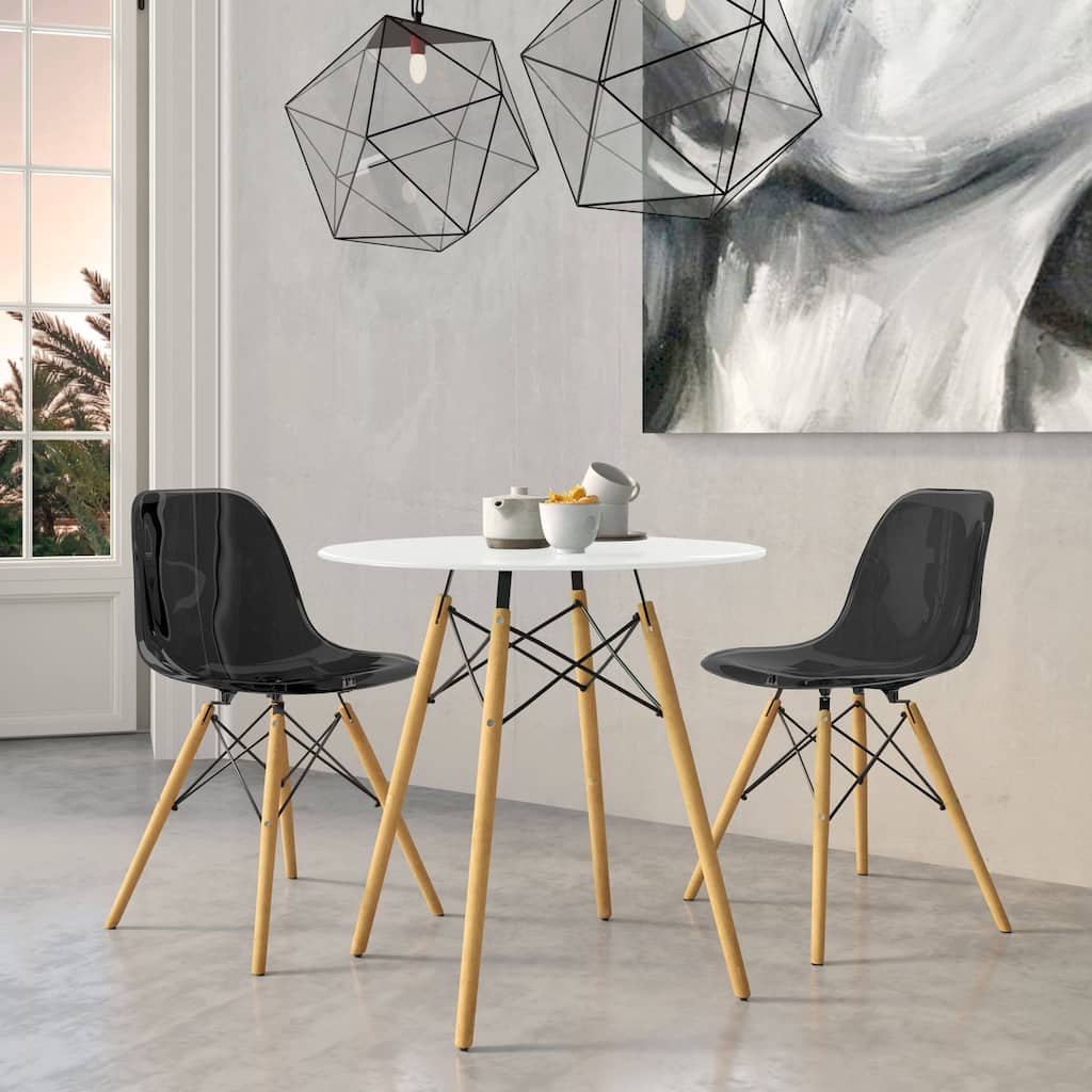 3-Piece Dining Set with 31-Inch Round Solid Wood Table and 2 Dining Chairs with Beech Wood Legs