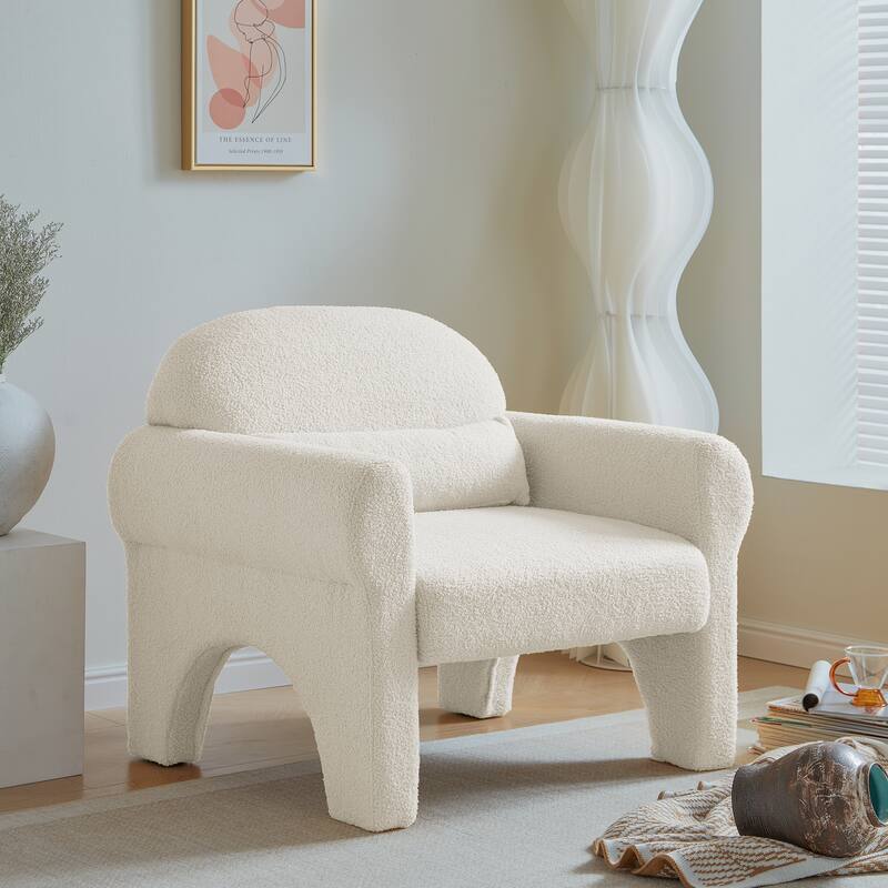Modern Wool Fabric Accent Single Sofa Loveseat Sets with Lumbar Pillows for Living Room